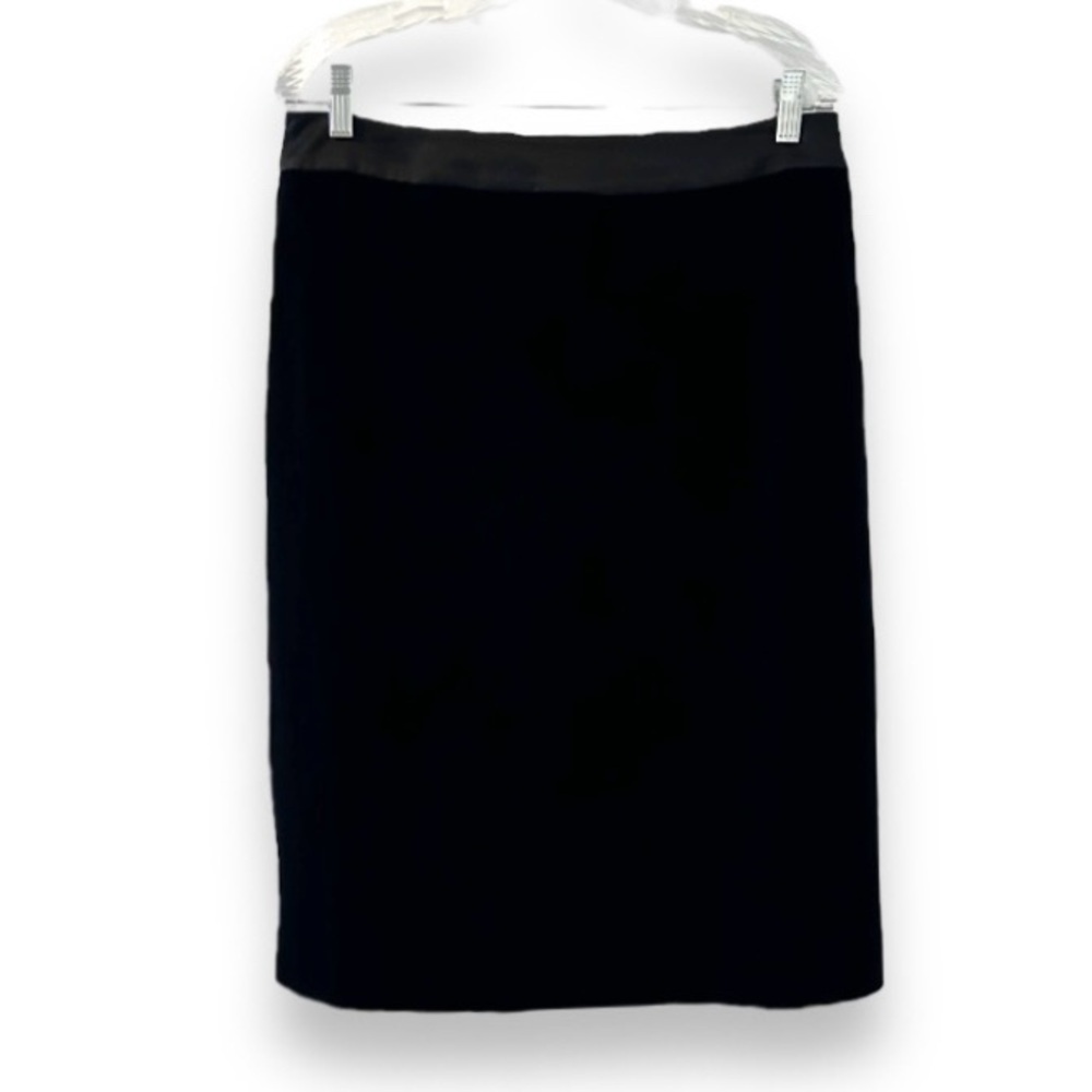 Vintage JS Collections Black Velvet Pencil Skirt Satin Waist Women’s Sz 10 Luxe